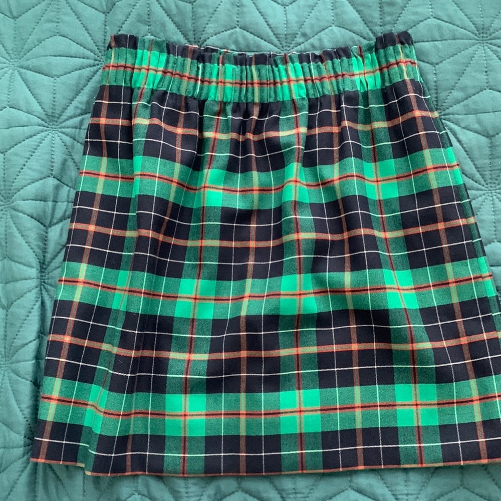 J. crew paper bag skirt - green plaid